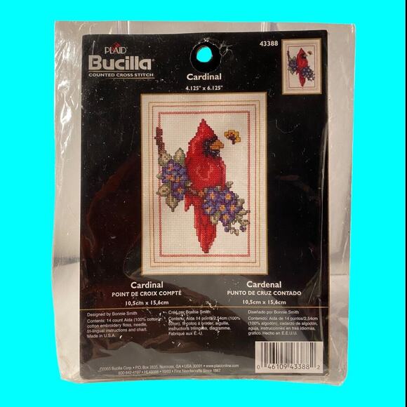 Vintage Bucilla RedCardinal Counted Cross Stitch Kit #43388 Bonnie Smith 2003 - Picture 8 of 9